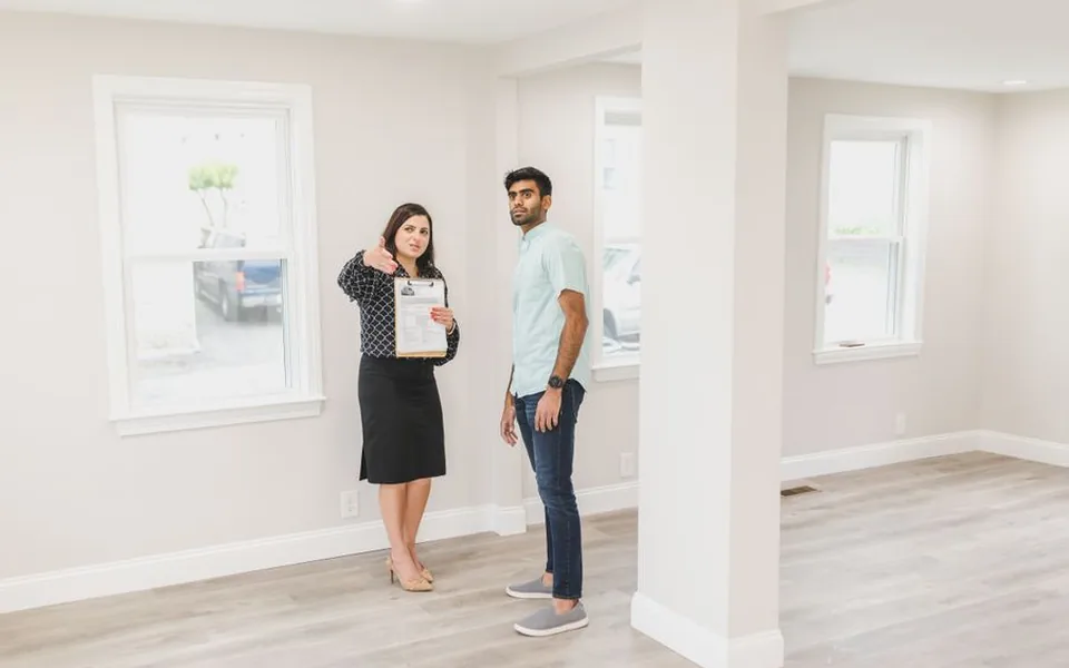 Empty flat being shown to a viewer during a property viewing