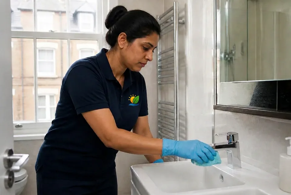 Cleaning in progress in a bright London home